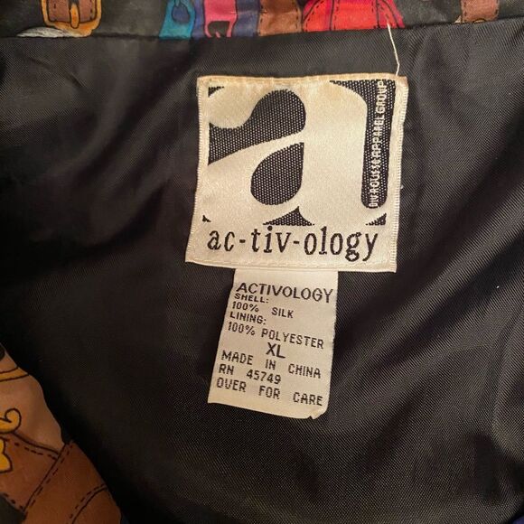 Ac-tiv- ology bonnet style jacket size XL womens vintage 1990 100% silk - Picture 6 of 6